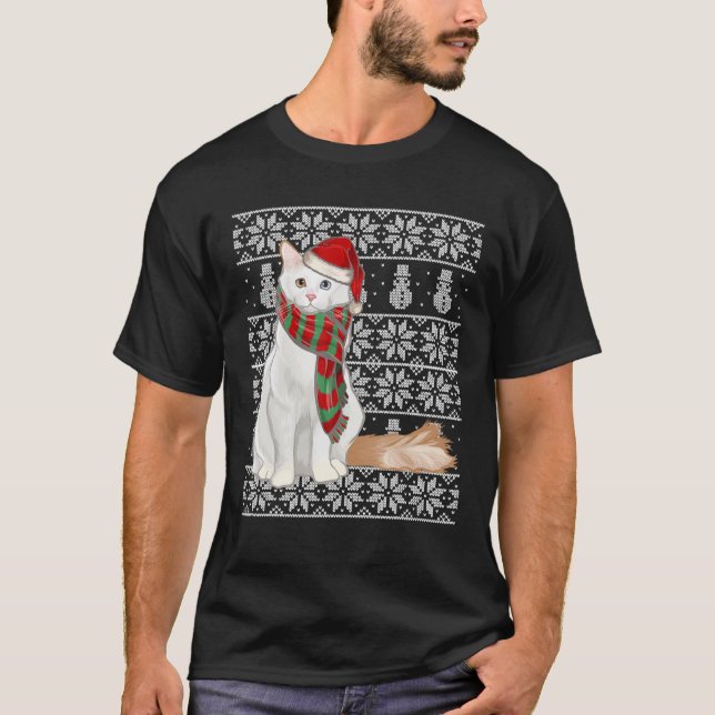 Weihnachtsmannmütze Xmas Turkish Van Cat Ugly Weih T-Shirt (Vorderseite)