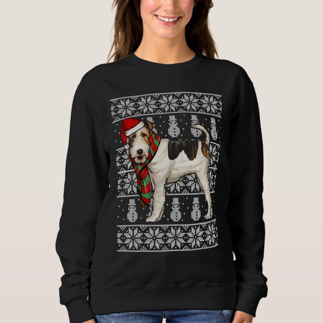 Weihnachtsmannmütze Xmas Wire Fox Terrier Ugly Wei Sweatshirt (Vorderseite)