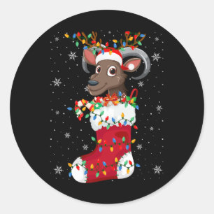 Weihnachtsmannmütze Ziegentier in Socken Xmas Baum Runder Aufkleber