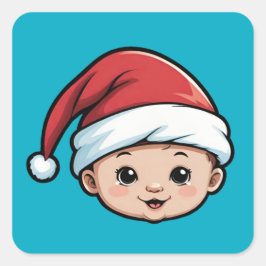 Weihnachtsmannmütze zum Tragen von Baby Quadratischer Aufkleber