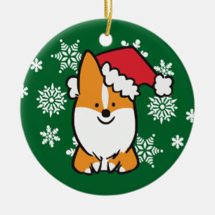 Weihnachtsmannmützecorgi-Verzierung   CorgiThings Keramikornament