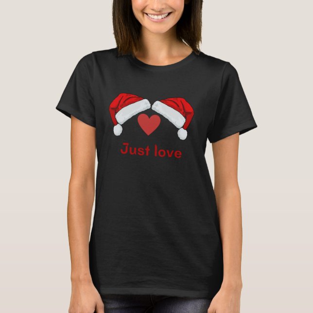 Weihnachtsmannmützen - einfach Liebe T-Shirt (Vorderseite)