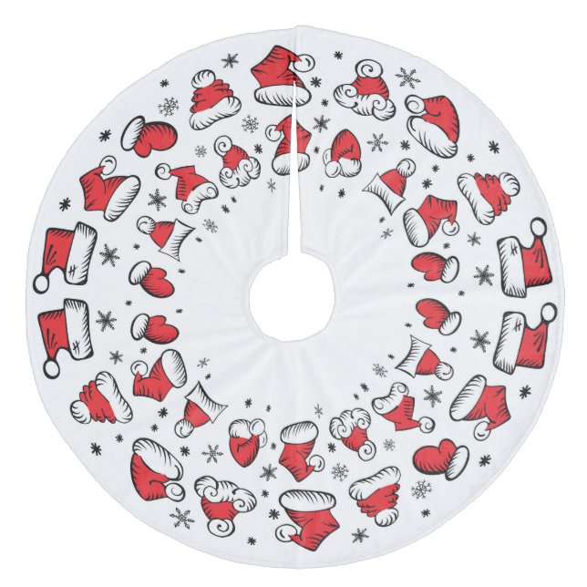 Weihnachtsmannmützen Fleece Weihnachtsbaumdecke (Vorderseite)