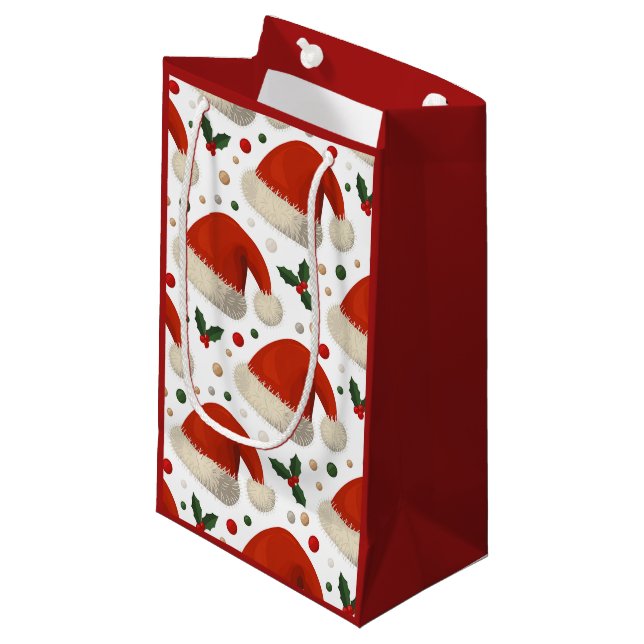 Weihnachtsmannmützen Kleine Geschenktüte (Vorderseite Schrägansicht)