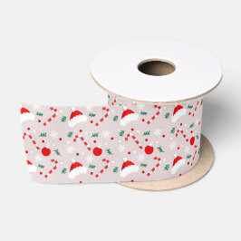 Weihnachtsmannmützen und Cany Red White Satinband
