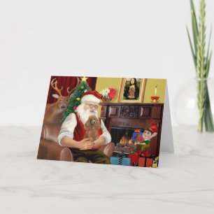 Weihnachtsmanns Aprikosen-Spielzeug / Zwergpudel Feiertagskarte
