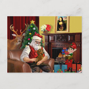 Weihnachtsmanns Braunroter Dachshund Feiertagspostkarte