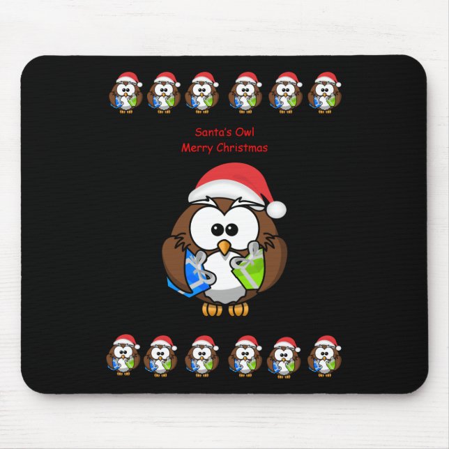 Weihnachtsmanns Eulen-Mauspad Mousepad (Vorne)