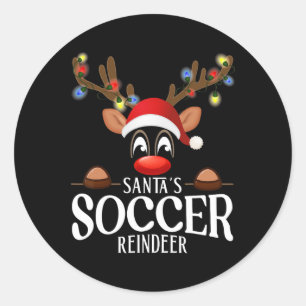 Weihnachtsmanns Fußball-Rentiere Lustige Weihnacht Runder Aufkleber