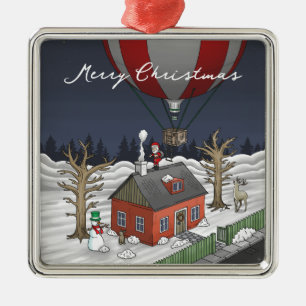 Weihnachtsmanns Heißluftballon Ornament Aus Metall