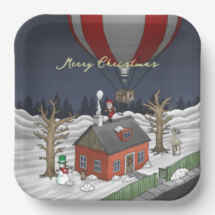 Weihnachtsmanns Heißluftballon Pappteller