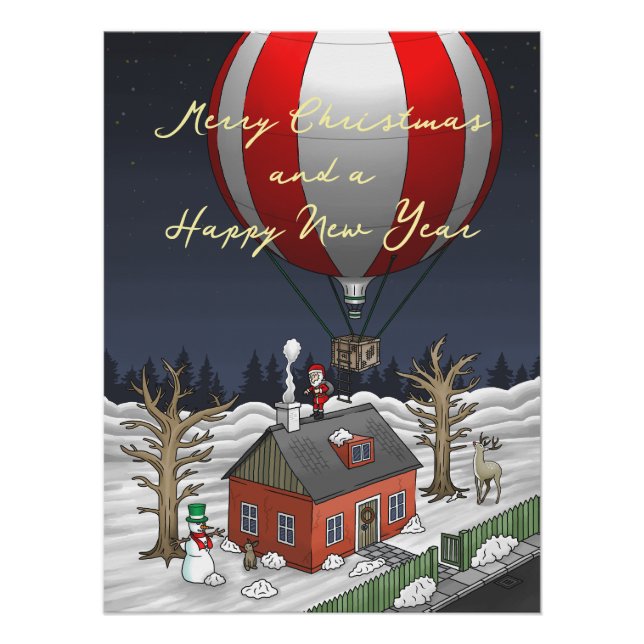 Weihnachtsmanns Heißluftballon Poster (Vorderseite)