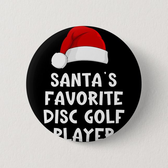 Weihnachtsmanns Lieblings-Disc-Golf-Spieler-Pyjama Button (Vorderseite)