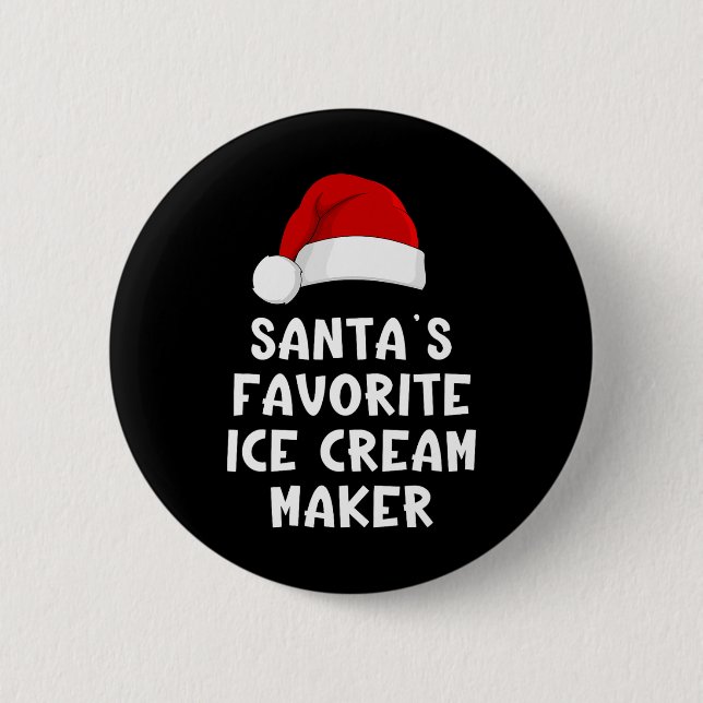 Weihnachtsmanns Lieblings-Eiscreme-Maschine Lustig Button (Vorderseite)