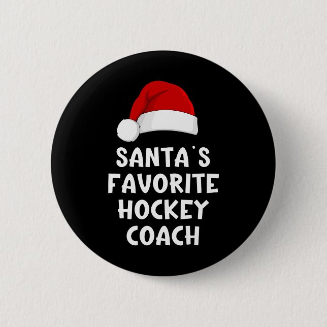 Weihnachtsmanns Lieblings-Hockey-Trainer Lustiges  Button (Vorderseite)