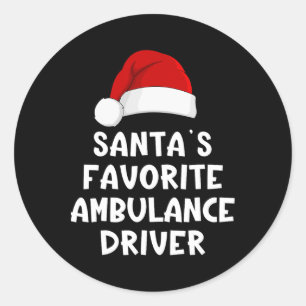 Weihnachtsmanns Lieblings-Rettungswagenfahrer Lust Runder Aufkleber