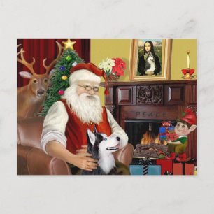 Weihnachtsmanns Sibirischer Husky Feiertagspostkarte