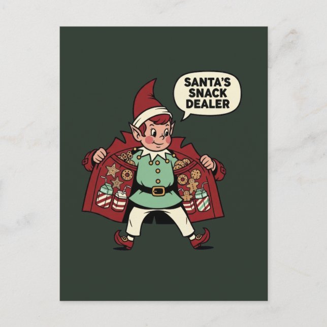 Weihnachtsmanns Snack-Händler-Christmas-Elf Postkarte (Vorderseite)