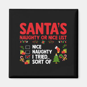 Weihnachtsmanns unartige oder brave Liste, die ich Magnet