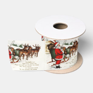 Weihnachtsmanns Vintage Illustration Sleigh Satinband