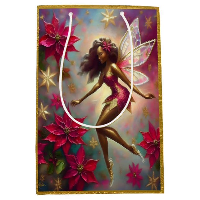 Weihnachtsmannschaft - Braun Naturhaar Mittlere Geschenktüte (Vorderseite)