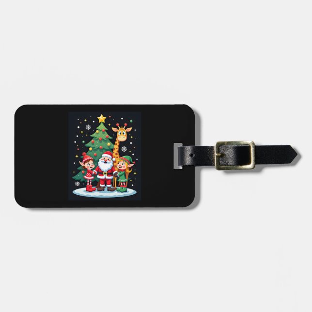 Weihnachtsmannschaft Santa Giraffe Elf Dabbing pas Gepäckanhänger (Vorderseite horizontal)