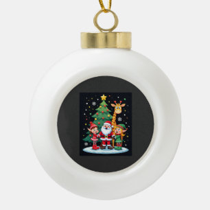 Weihnachtsmannschaft Santa Giraffe Elf Dabbing pas Keramik Kugel-Ornament