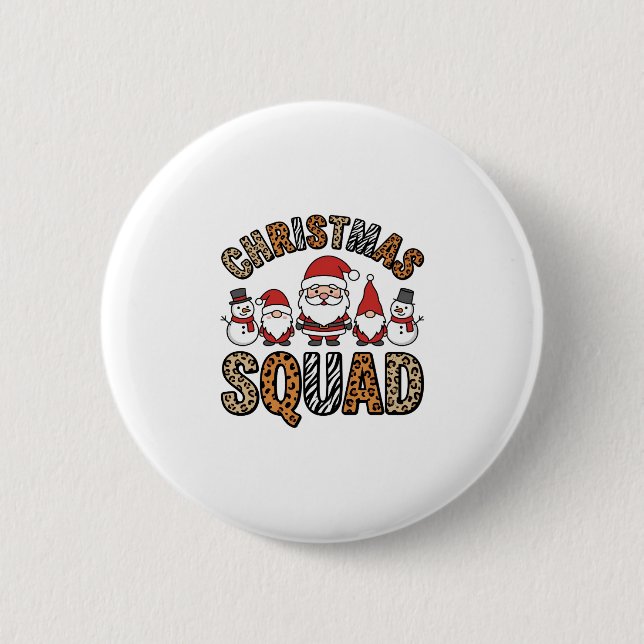 Weihnachtsmannschaft Santa Schneemann Leoparden-Dr Button (Vorderseite)