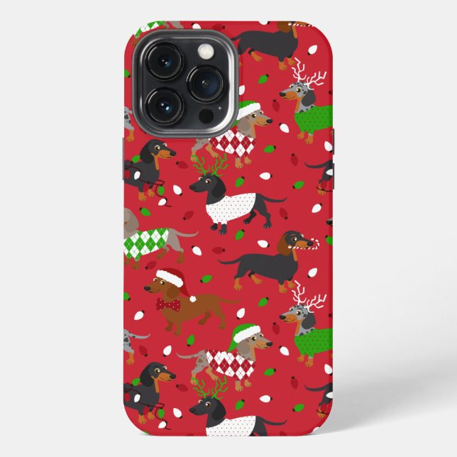 Weihnachtsmäntel Dackel iPhone Hülle (Rückseite)