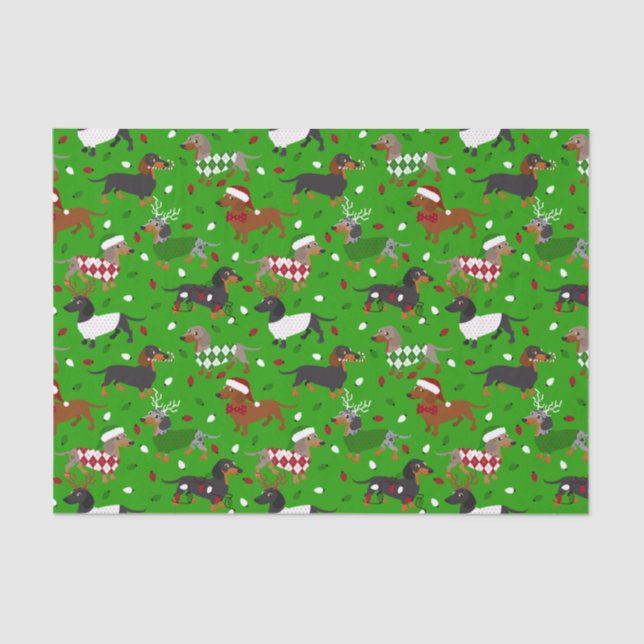 Weihnachtsmäntel Dackel Seidenpapier (Vorderseite)