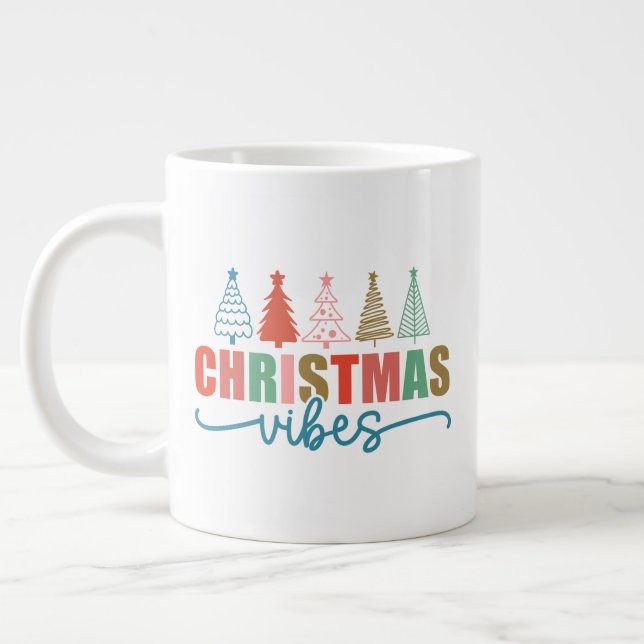Weihnachtsmäntel - farbenfrohe Urlaubsmuster Jumbo-Tasse (Links)