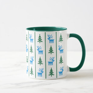 Weihnachtsmäntel und Bäume Kreuzstickermuster Tasse