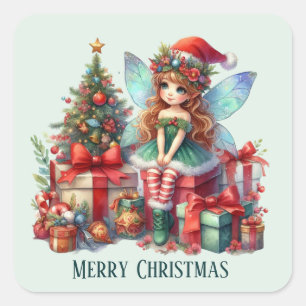 Weihnachtsmärchen hinzufügen quadratischer aufkleber