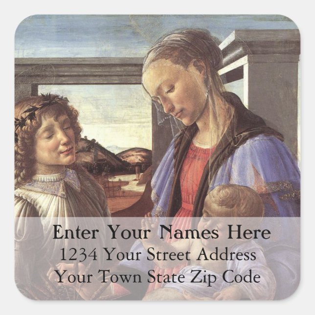 Weihnachtsmarke für Mutter und Kind Quadratischer Aufkleber (Vorderseite)