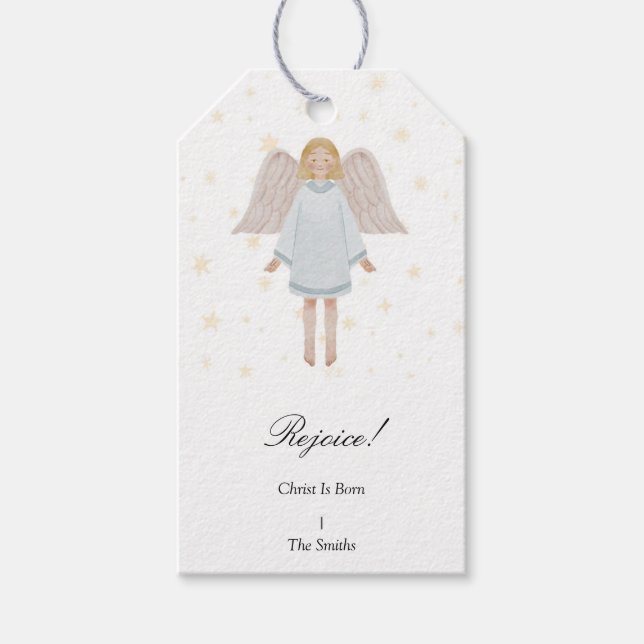 Weihnachtsmarke Nativangel Geschenkanhänger (Vorderseite)