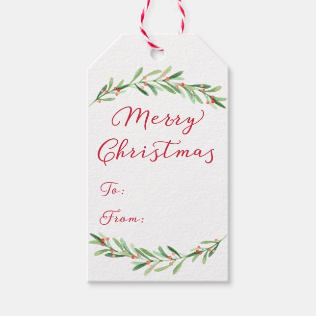 Weihnachtsmarken für Grüne und Rote Branchen Geschenkanhänger (Vorderseite)