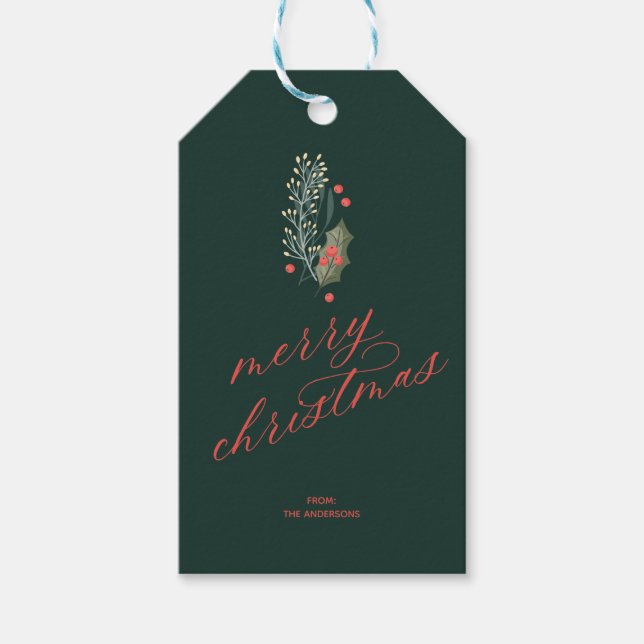 Weihnachtsmarken in den Winterblättern Geschenkanhänger (Vorderseite)