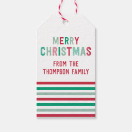 Weihnachtsmarken in Grün und Rotem Streifen Geschenkanhänger