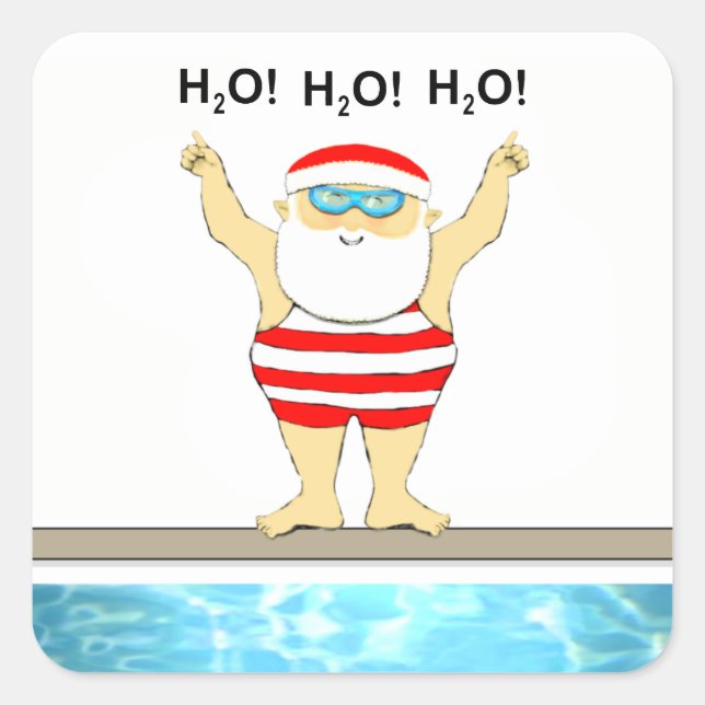 Weihnachtsmarken schwimmen quadratischer aufkleber (Vorderseite)