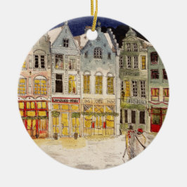 Weihnachtsmarkt Belgien Retro-inspiriert Wasserfar Keramik Ornament