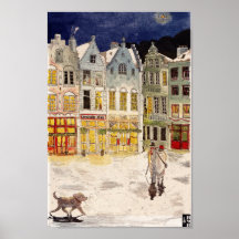 Weihnachtsmarkt Belgien Retro-inspiriert Wasserfar