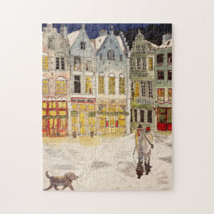 Weihnachtsmarkt Belgien Retro-inspiriert Wasserfar Puzzle