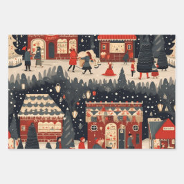 Weihnachtsmarkt Geschenkpapier Set