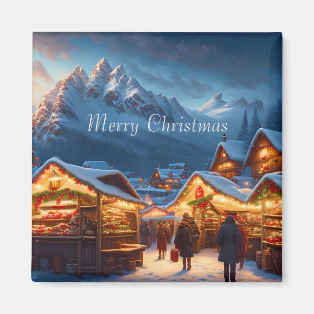 Weihnachtsmarkt in den Bergen - Brauch Magnet (Vorne)
