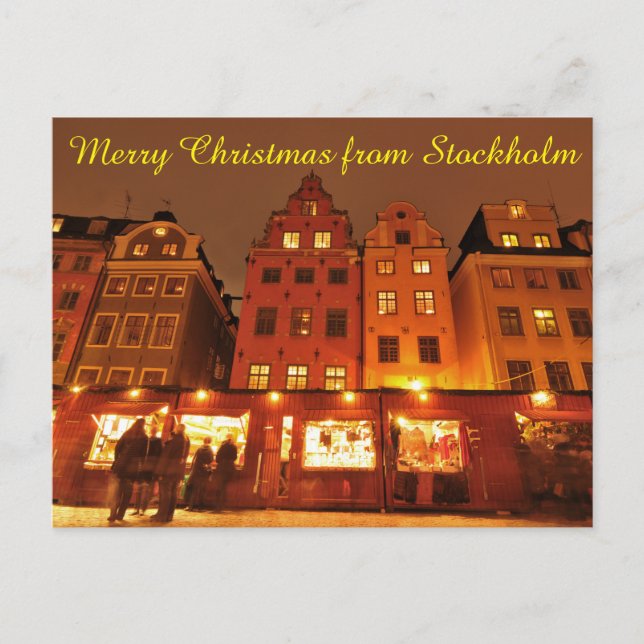 Weihnachtsmarkt in Stockholm, Schweden Feiertagspostkarte (Vorderseite)