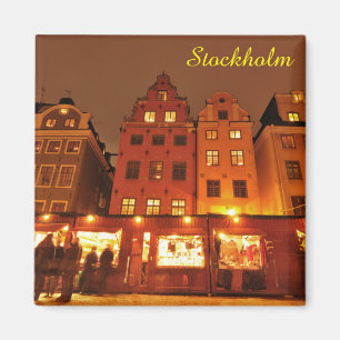 Weihnachtsmarkt in Stockholm, Schweden Magnet