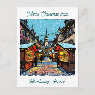 Weihnachtsmarkt in Straßburg, Frankreich Postkarte