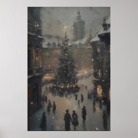 Weihnachtsmarkt Kunst Druck Winter Vintage Holi