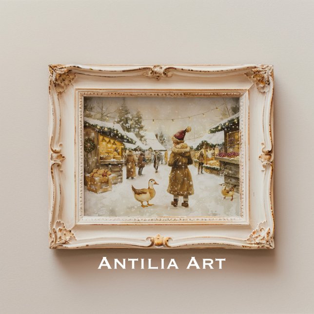 Weihnachtsmarkt Malerei Snowy Village Poster (Von Creator hochgeladen)