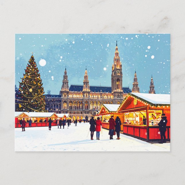 Weihnachtsmarkt Österreich Wien Rathaus Winter Postkarte (Vorderseite)